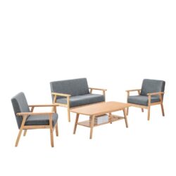 Bahamas - Coffee Table, Loveseat And 2 Chair (Set of 4) - Gray