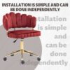 Velvet Home Office Desk Chair, Modern Cute Computer Chair With Swivel Wheels, Height Adjustable - Wine Red - Image 8
