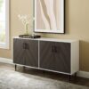 Mid-Century Modern Faux Bookmatch Door Buffet - Ash Brown / Solid White - Image 4