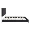 King Size Upholstered Platform Bed Frame With Linen Fabric Headboard, No Box Spring Needed, Wood Slat Support - Black - Image 5