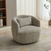 Upholstered Metal Base 360 Degree Swivel Barrel Soft Chair With Pillow, For Club, Living Room, Bedroom, Office As Well As Reading Armchair - Light Gray - Image 3