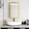 Rectangle Medicine Cabinet Mirror Bathroom Mirror With Storage Wall Mounted Medicine Mirror Cabinet With LED - Black - Image 4
