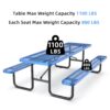 Expanded Metal Rectangular Picnic Table - Blue - Image 6