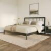 Mid-Century Modern Solid Wood King Spindle Bed - Black - Image 2
