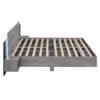 King Size Floating Platform Bed, With LED Lights, Bedside Nightstand - Gray - Image 5