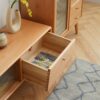 TV Cabinet With Chinese Changhong Glass Doors, Two Drawer Storage Space TV Standing - Natural - Image 4