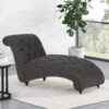 Chaise Lounge With Button Tufted Diamon Stitch - Charcoal - Image 7