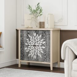 2 Door Carved Storage Cabinet With Adjustable Shelf, Accent Furniture For Living Room, Hallway, Kitchen - Black / Natural