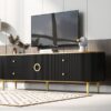 Modern TV Stand For TVs Up To 80", Entertainment Center With 4 Drawers And 1 Cabinet, Wood TV Console Table With Handles For Living Room - Black - Image 6