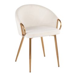 Claire - Contemporary Glam Chair (Set of 2) - Gold / Cream