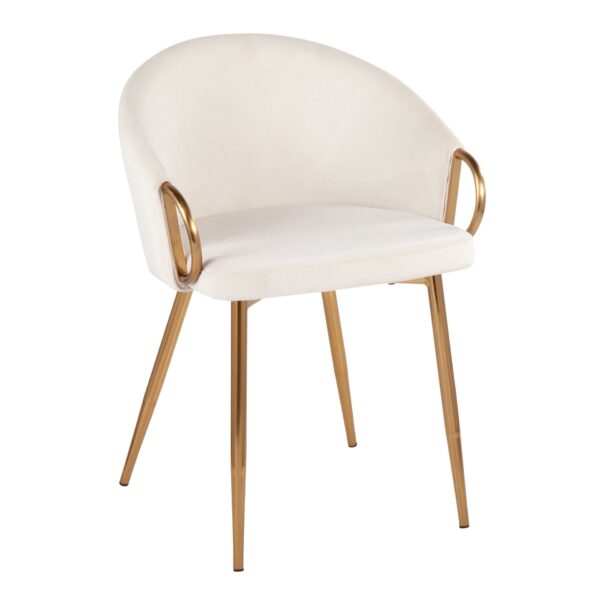 Claire - Contemporary Glam Chair (Set of 2) - Gold / Cream