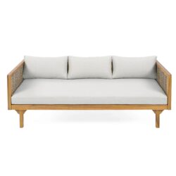Claremont - 3 Seater Daybed With Rattan Arms - Light Gray