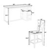 Solid Wood Farmhouse Counter Height Dining Table Set With 3 Tier Storage Shelves, Upholstered Dining Chairs For 4, 5 Piece - White - Image 7