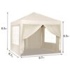10'X10' Folding Canopy With 4 Removable Sidewalls Outdoor Event Shelter UPF 50+ Gazebo Portable Tents For Parties Beach Camping Wedding Ez Pop Up Canopy 4 Pieces Weight Bag + Carry Bag - Beige - Image 10