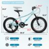 20" Children's Bicycle Shock Absorbing Front Fork 7 Speed V Brakes Mountain Tire Boys And Girls Kids Bike For Outdoor Adventure - Blue - Image 3