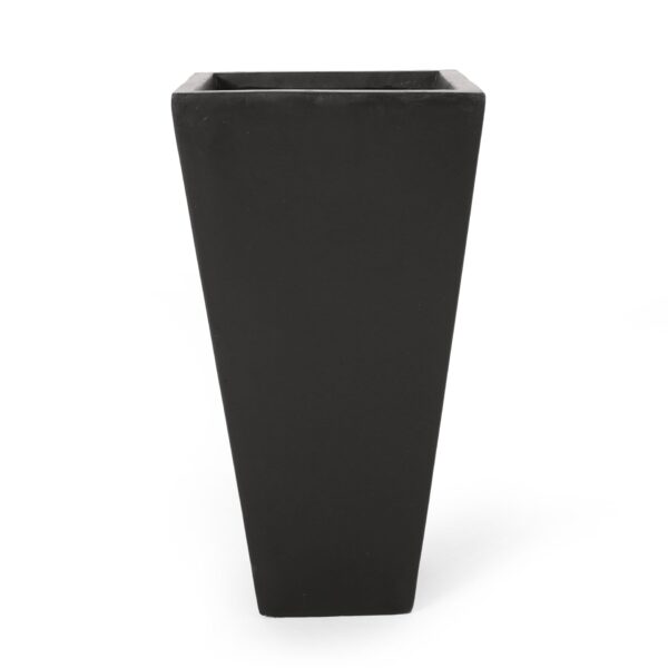 Outdoor Modern Small Cast Stone Planter - Black