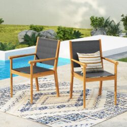 Cordoba - Dining Chair Set With Acacia Wood Frame And Textilen Upholstery (Set of 2) - Teak