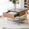 Elegant Bedside Table With Drawers And Transparent Tempered Glass Sides - Wood - Image 2