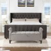 David - King Tufted Wingback Bed - Dark Charcoal Gray - Image 15
