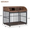 Heavy Duty Large Dog Crate Furniture For Large Medium Dog With Lockable Wheels, Wooden Dog Crate Dog Kennel, End Table Crate With Double Layer Storage - Brown - Image 14