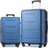 Expanable Spinner Wheel 2 Piece Luggage Set ABS Lightweight Suitcase With Tsa Lock 20" / 28" - Blue - Image 6