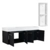 Modern Wall Mounted Bathroom Vanity With Double Resin Sink And Storage Rack - Black Chestnut - Image 13