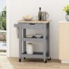 Tattnall - Kitchen Cart With Wheels - Gray - Image 2