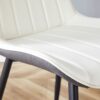 Modern Minimalist Dining Chair Set Extended Seat Cushion, Leather, Metal Legs, 4 Pieces - White / Dark Gray - Image 13