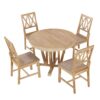 Topmax - 5 Piece Rustic Extendable Dining Table Set Round Trestle Table And 4 Cross Back Dining Chairs For Kitchen, Dining Room - Natural - Image 9