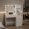 43.31" Newly Designed Smart Mirror Dressing Table With Drawers And Storage Cabinet, Dressing Table With Dressing Pad For Bedroom, Dressing Room - White - Image 4