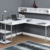 Computer Desk, Home Office, Corner, Storage Drawers, L Shape, Laptop, Elegant Design - White - Image 3