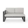 Dursley - Outdoor Aluminum V Shape Sofa Sectional - Beige / Gray - Image 5