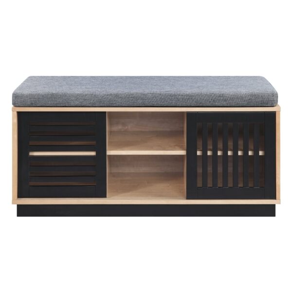 Gamaliel - Bench With Storage - Oak / Espresso