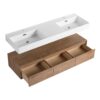 Contemporary Wall Mounted Bathroom Vanity With Dual Resin Sink And Soft Close Drawer - Imitative Oak - Image 17