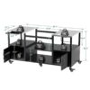 Outdoor Grill Table For Big Egg Style Bbq With Metal Grill Cart And Storage Box And Metal And Stainless Steel - Black / Silver - Image 3