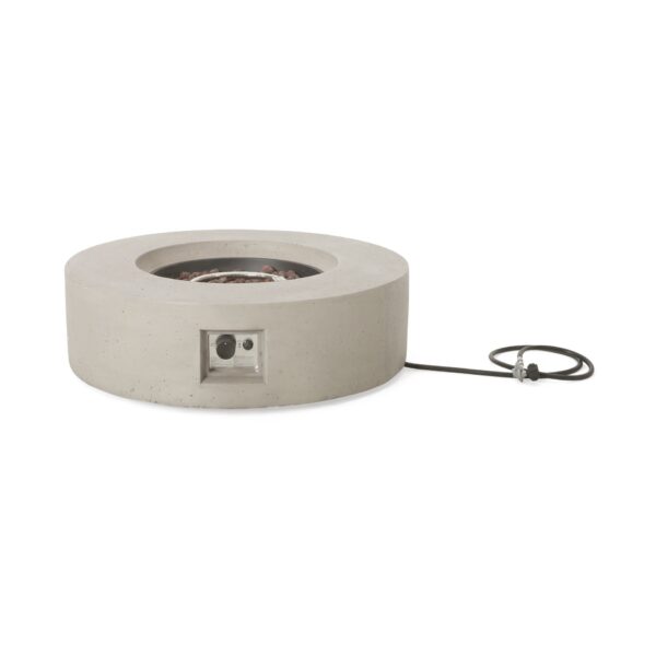 Modern Outdoor 50, 000 Btu Round Concrete Propane Fire Pit, Lightweight Design - Light Gray