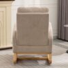 Accent Rocking Chair With Footrest High Back Rubber Wood Rocking Legs Bedroom Living Space - Beige - Image 8