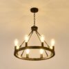 6 Light (No Bulbs) Wagon Wheel Chandelier Farmhouse Modern Small Round Chandelier For Living Room Kitchen Island Foyer Hallway Entryway Bedroom Dining Room Light Fixture Ceiling Hanging - Matte Black - Image 18