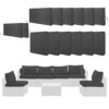14 Pack Cushion Covers For 7 Piece Wicker Rattan Sectional Sofa (6 Seater), Outdoor Seat And Back Slipcovers With Zippers - Gray - Image 6