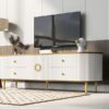 Modern TV Stand For TVs Up To 80", Entertainment Center With 4 Drawers And 1 Cabinet, Wood TV Console Table With And Handles For Living Room - White - Image 7