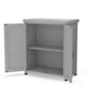 Rustic Cedar Wood Potting Bench With Storage Cabinet And Metal Top For Outdoor Patio - Gray - Image 8