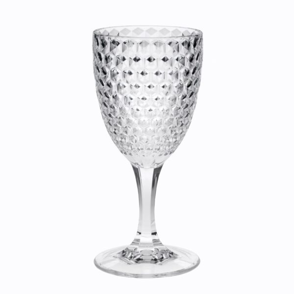 Diamond Cut Plastic Wine Glasses (Set of 4), Bpa Free Acrylic, Unbreakable Red & White Wine Glasses, 12Oz - Clear