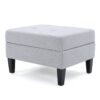 Contemporary Storage Ottoman With Tufted Waffle Stitching - Light Gray - Image 7