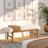 Billie - Modern Telephone Bench With Sliding Shelf - Ivory White - Image 9