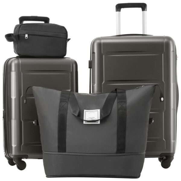 2 Piece Luggage Set With Bags Expanable Spinner Wheels ABS Lightweight Suitcase With Tsa Lock 20" / 24" - Dark Gray