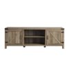 Rustic Farmhouse Double Barn Door 70" TV Stand For 80" TVs With Center Shelves - Gray Wash - Image 2