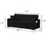 3 In 1 Convertible Sleeper Sofa Bed, Modern Fabric Loveseat Futon Sofa Couch Pullout Bed, Small Love Seat Lounge Sofa Reclining Backrest, Pillows, Pockets, Home Furniture For Living Room - Black - Image 3