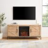 Modern Farmhouse Barn Door Fireplace TV Stand For TVs Up To 65" - Coastal Oak - Image 4