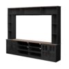 Wall Unit Entertainment Center With Bookshelves For TVs Up To 80", Modern TV Stand Media Console With Cabinets, Tempered Glass Doors And Adjustable Shelves For Living Room - Black - Image 15