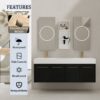 Modern Wall Mounted Bathroom Vanity With Double Resin Sink And Storage Rack - Black Chestnut - Image 4
